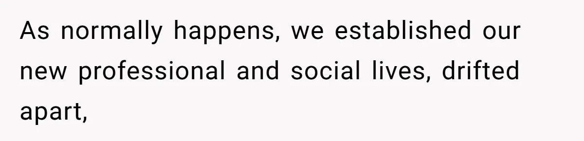 As normally happens, we established our new professional and social lives, drifted apart,