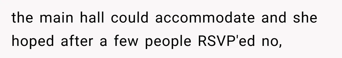 the main hall could accommodate and she hoped after a few people RSVP'ed no,