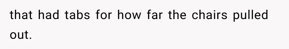 that had tabs for how far the chairs pulled out.