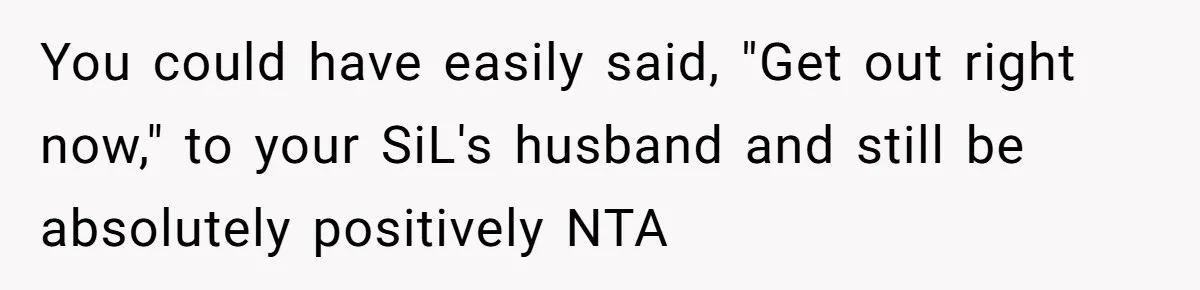 You could have easily said, "Get out right now," to your SiL's husband and still be absolutely positively NTA