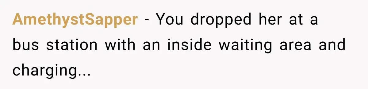 Woman Trusts Close Friend With Her Phone Then Faces Shocking Betrayal During Trip Planning AmethystSapper − You dropped her at a bus station with an inside waiting area and charging...