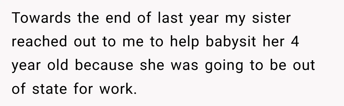 She Refused to Babysit Again After Her Sister Lied, Now She’s Being Called Selfish Towards the end of last year my sister reached out to me to help babysit her 4 year old because she was going to be out of state for work.