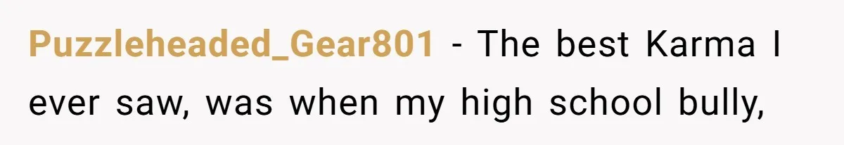 Puzzleheaded_Gear801 − The best Karma I ever saw, was when my high school bully,