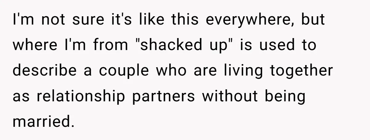 I'm not sure it's like this everywhere, but where I'm from "shacked up" is used to describe a couple who are living together as relationship partners without being married.