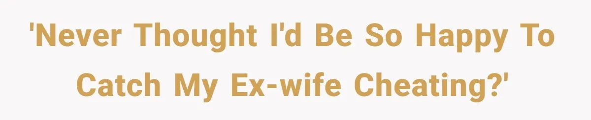 'Never thought I'd be so happy to catch my ex-wife cheating?'