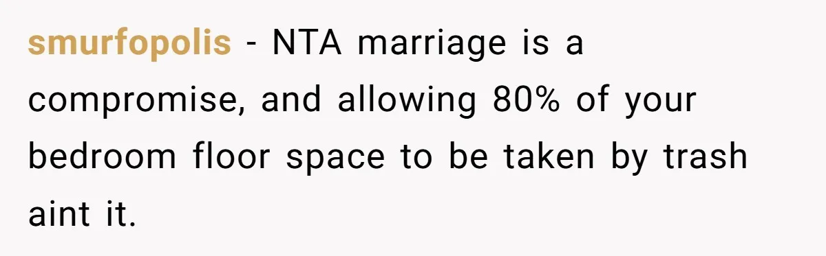 smurfopolis − NTA marriage is a compromise, and allowing 80% of your bedroom floor space to be taken by trash aint it.