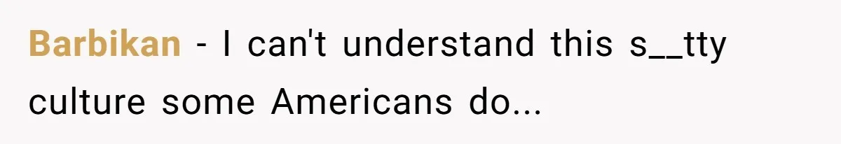 Barbikan − I can't understand this s__tty culture some Americans do...