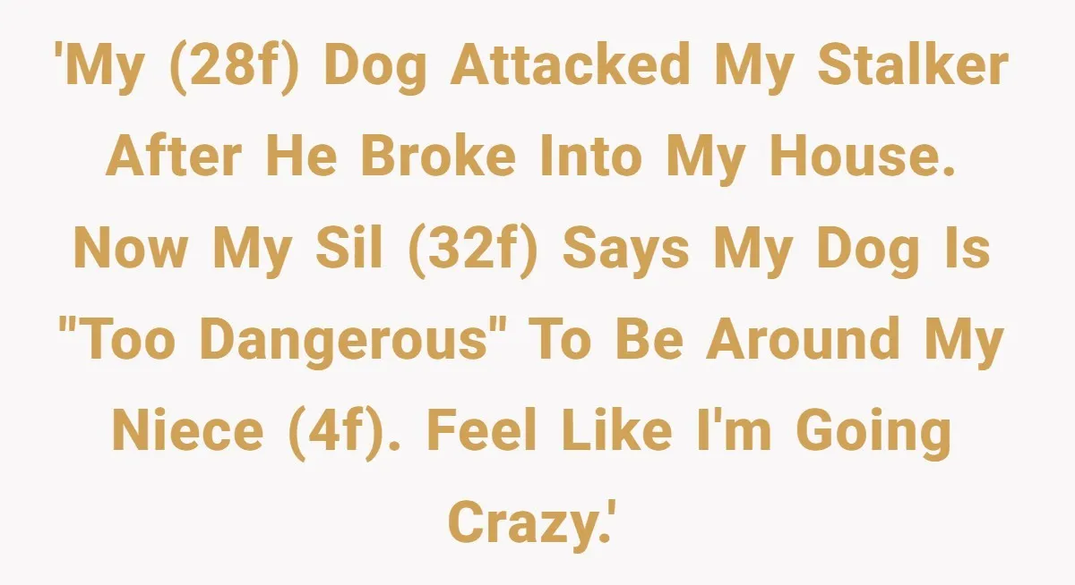 'My (28f) dog attacked my stalker after he broke into my house. Now my SIL (32f) says my dog is "too dangerous" to be around my niece (4f). Feel like...