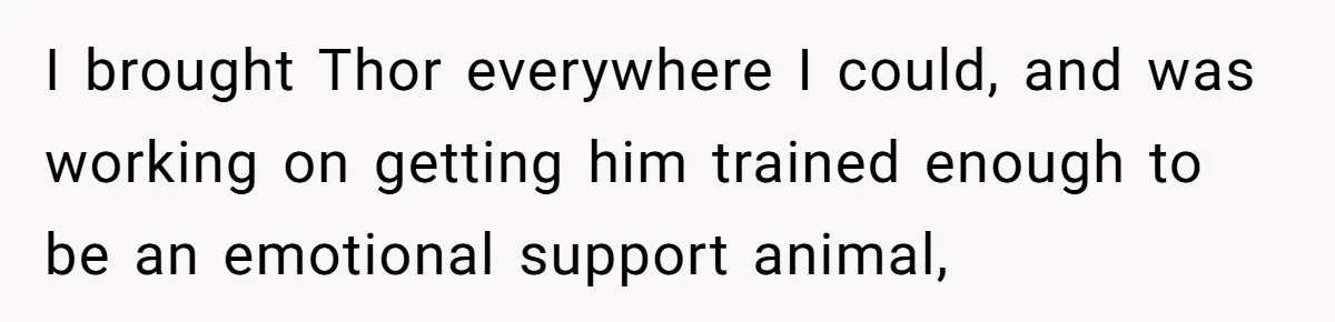I brought Thor everywhere I could, and was working on getting him trained enough to be an emotional support animal,