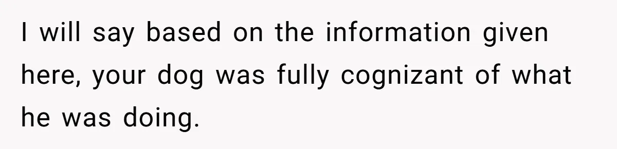 I will say based on the information given here, your dog was fully cognizant of what he was doing.