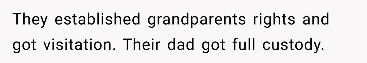 They established grandparents rights and got visitation. Their dad got full custody.