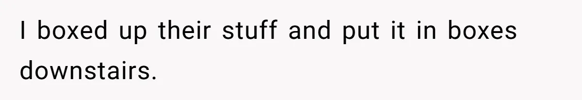I boxed up their stuff and put it in boxes downstairs.