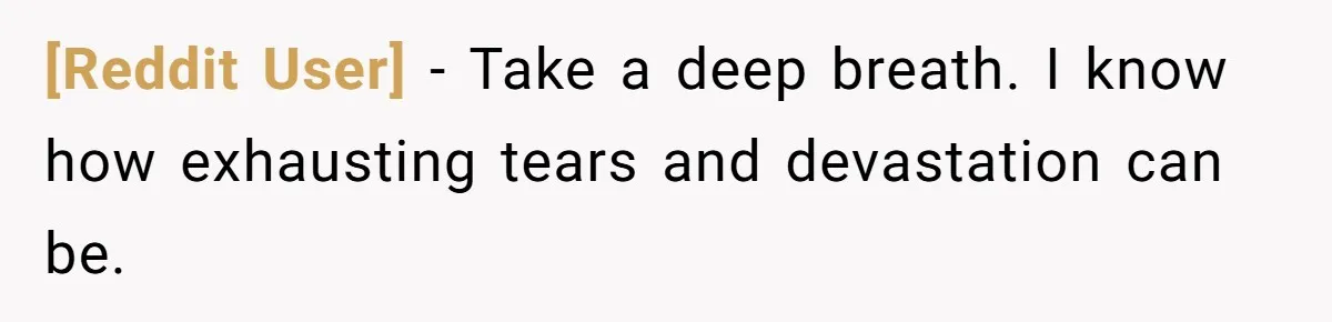 [Reddit User] − Take a deep breath. I know how exhausting tears and devastation can be.