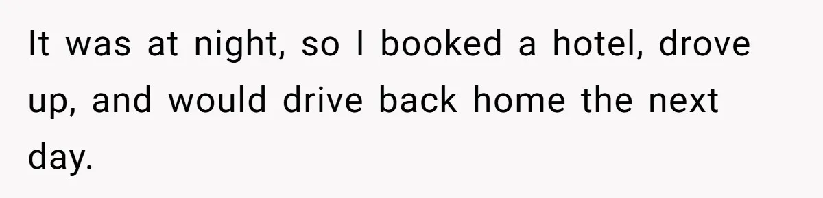 It was at night, so I booked a hotel, drove up, and would drive back home the next day.