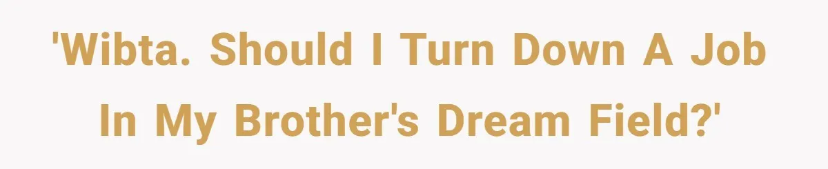 'WIBTA. Should I turn down a job in my brother's dream field?'