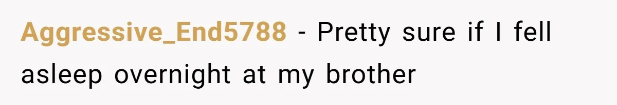 Aggressive_End5788 − Pretty sure if I fell asleep overnight at my brother