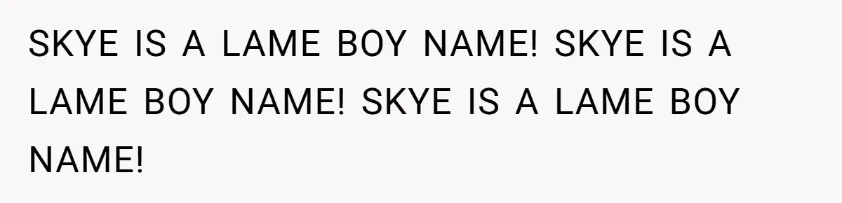 Husband Snaps At Sister In Law After Years Of Name Teasing Over Baby Girl SKYE IS A LAME BOY NAME! SKYE IS A LAME BOY NAME! SKYE IS A LAME BOY NAME!