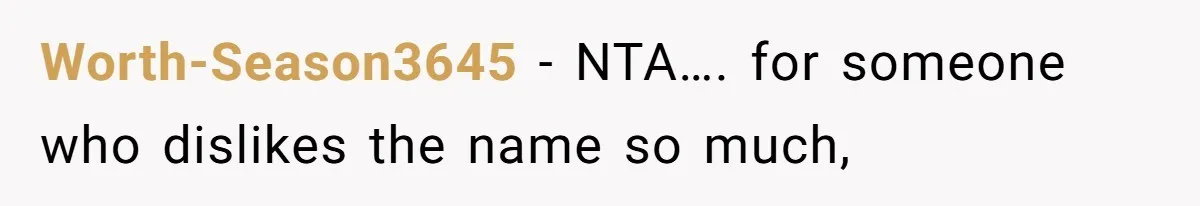 Husband Snaps At Sister In Law After Years Of Name Teasing Over Baby Girl Worth-Season3645 − NTA…. for someone who dislikes the name so much,