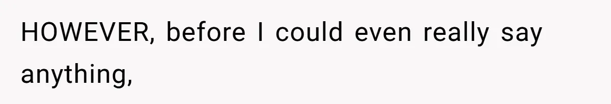 HOWEVER, before I could even really say anything,