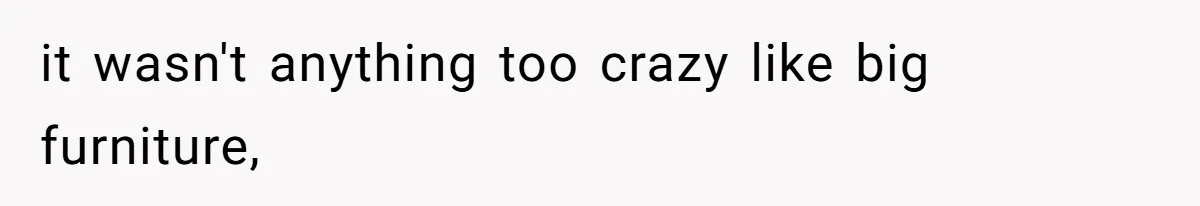 it wasn't anything too crazy like big furniture,