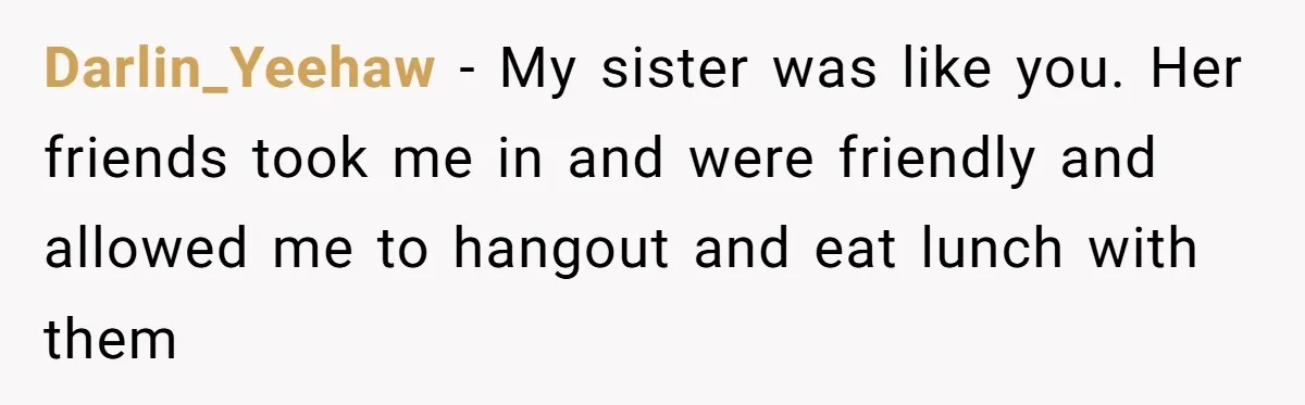 Teenage Boy Warns Excited Sister He Will Pretend She Does Not Exist At School Darlin_Yeehaw − My sister was like you. Her friends took me in and were friendly and allowed me to hangout and eat lunch with them