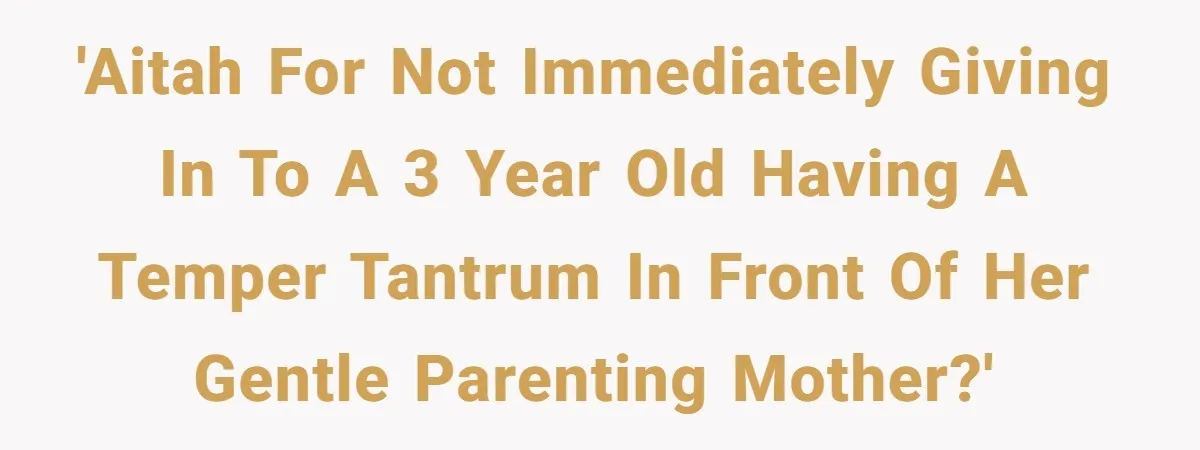 Woman Refuses To Yield During Toddler Meltdown But Faces Stern Family Backlash 'AITAH for not immediately giving in to a 3 year old having a temper tantrum in front of her gentle parenting mother?'