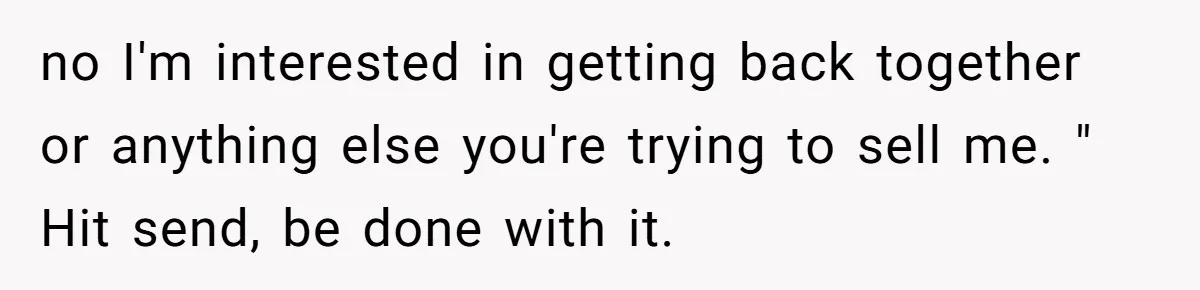 no I'm interested in getting back together or anything else you're trying to sell me. " Hit send, be done with it.