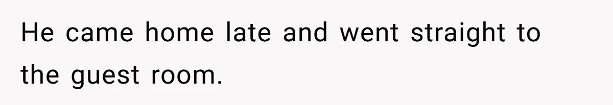He came home late and went straight to the guest room.