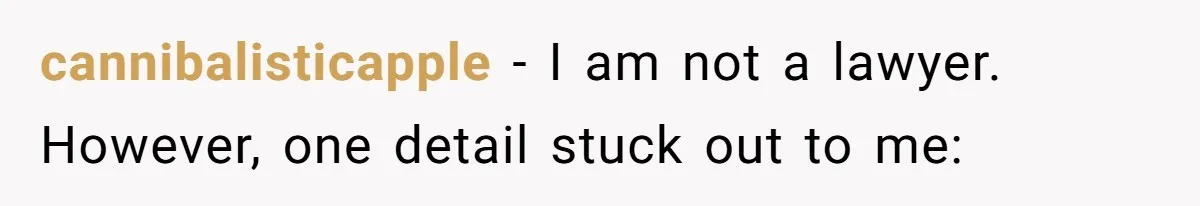cannibalisticapple − I am not a lawyer. However, one detail stuck out to me: