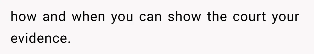 how and when you can show the court your evidence.
