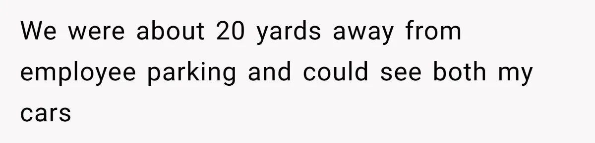 We were about 20 yards away from employee parking and could see both my cars