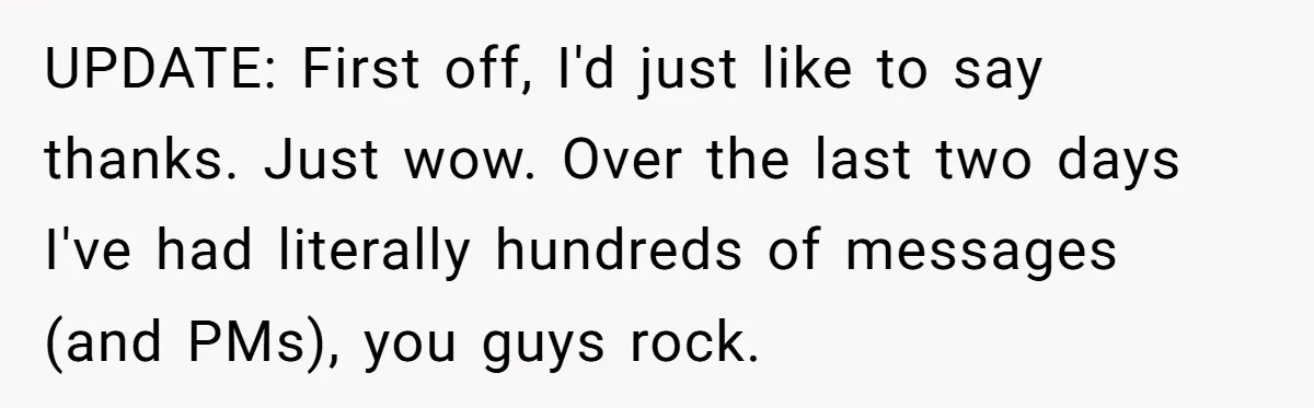 UPDATE: First off, I'd just like to say thanks. Just wow. Over the last two days I've had literally hundreds of messages (and PMs), you guys rock.