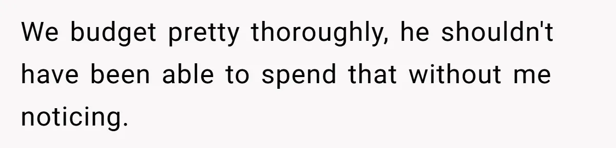 We budget pretty thoroughly, he shouldn't have been able to spend that without me noticing.