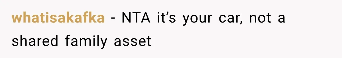 whatisakafka − NTA it’s your car, not a shared family asset