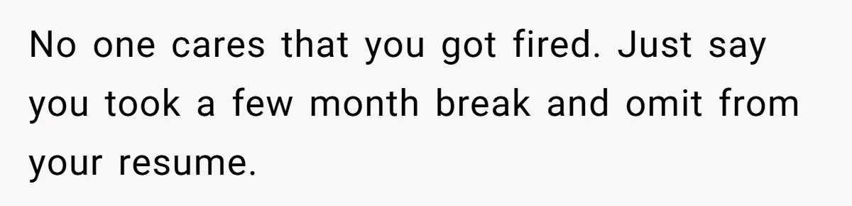 No one cares that you got fired. Just say you took a few month break and omit from your resume.