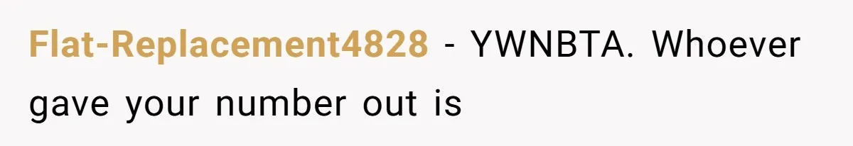 Flat-Replacement4828 − YWNBTA. Whoever gave your number out is