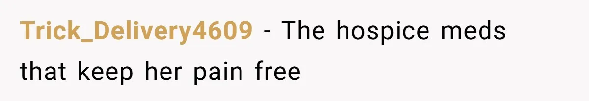 Trick_Delivery4609 − The hospice meds that keep her pain free