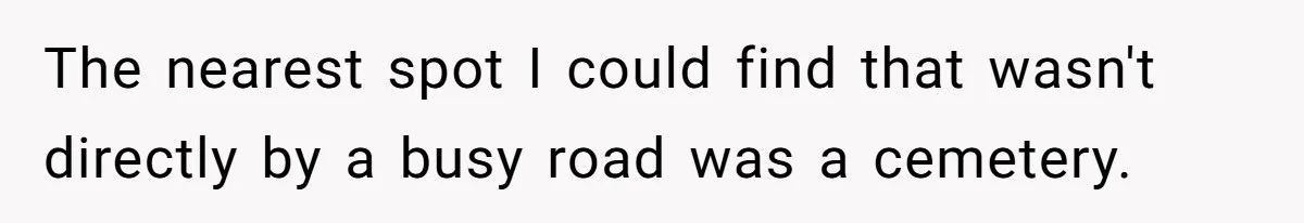 The nearest spot I could find that wasn't directly by a busy road was a cemetery.