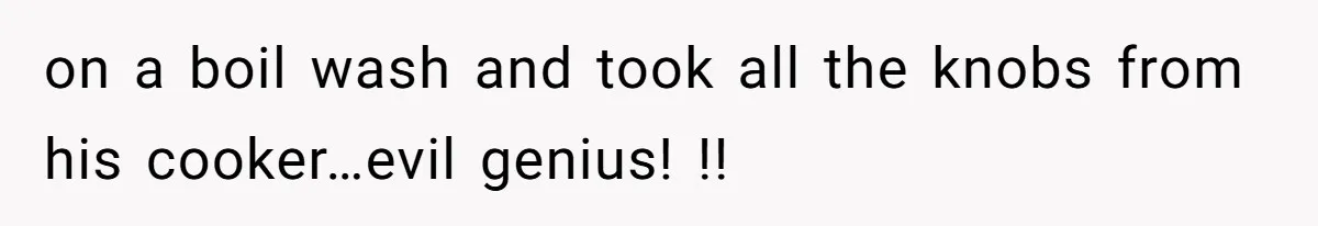 on a boil wash and took all the knobs from his cooker…evil genius! !!