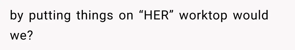 by putting things on “HER” worktop would we?