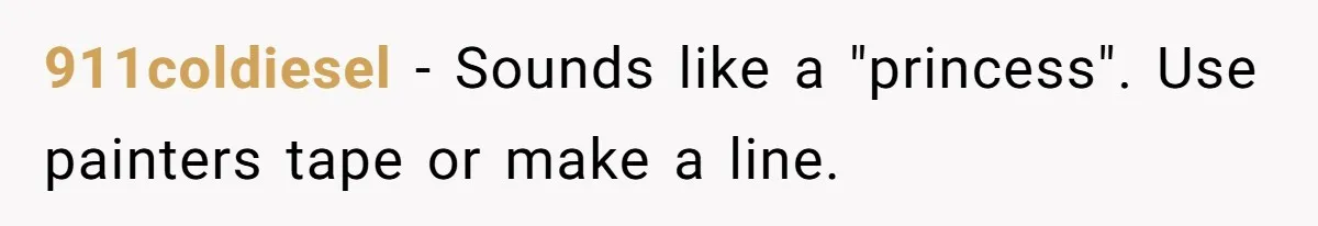 911coldiesel − Sounds like a "princess". Use painters tape or make a line.