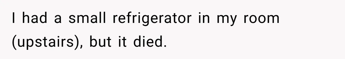 I had a small refrigerator in my room (upstairs), but it died.