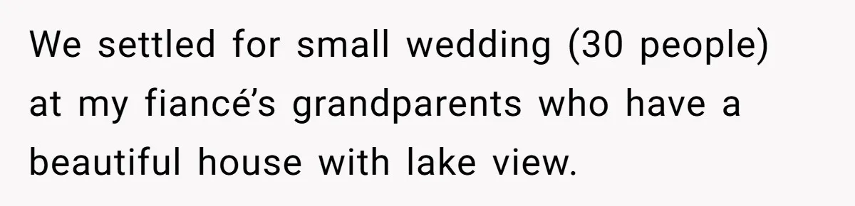 We settled for small wedding (30 people) at my fiancé’s grandparents who have a beautiful house with lake view.