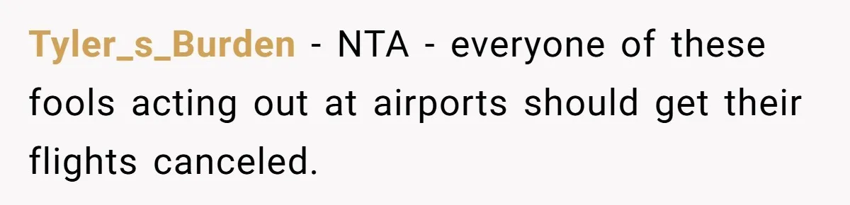Tyler_s_Burden − NTA - everyone of these fools acting out at airports should get their flights canceled.
