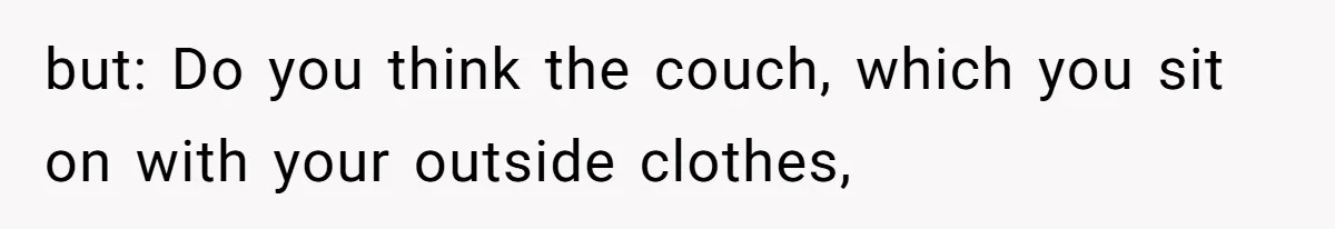 but: Do you think the couch, which you sit on with your outside clothes,