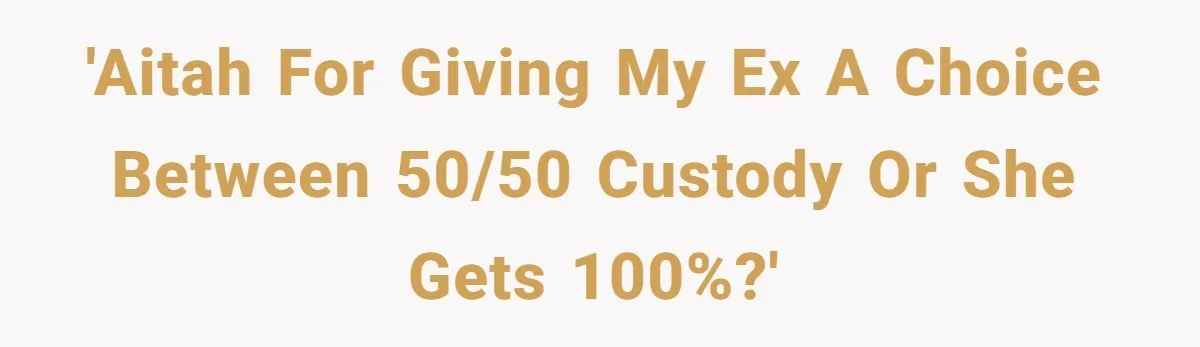 'Aitah for giving my ex a choice between 50/50 custody or she gets 100%?'