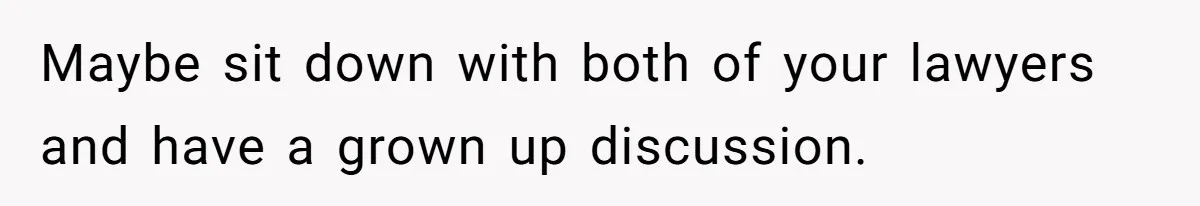 Maybe sit down with both of your lawyers and have a grown up discussion.