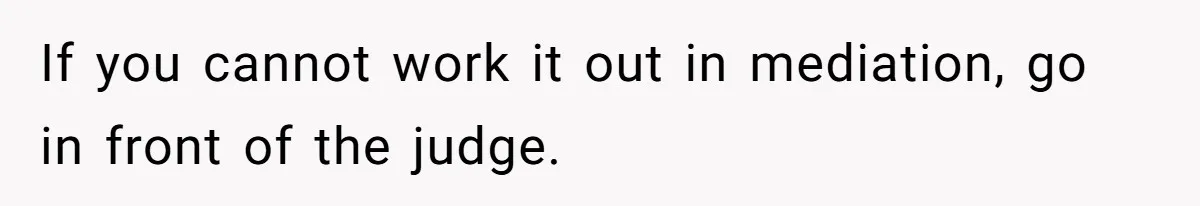 If you cannot work it out in mediation, go in front of the judge.