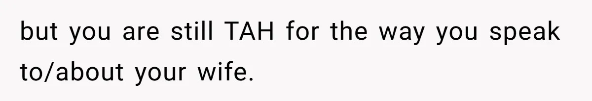 but you are still TAH for the way you speak to/about your wife.