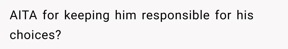 AITA for keeping him responsible for his choices?